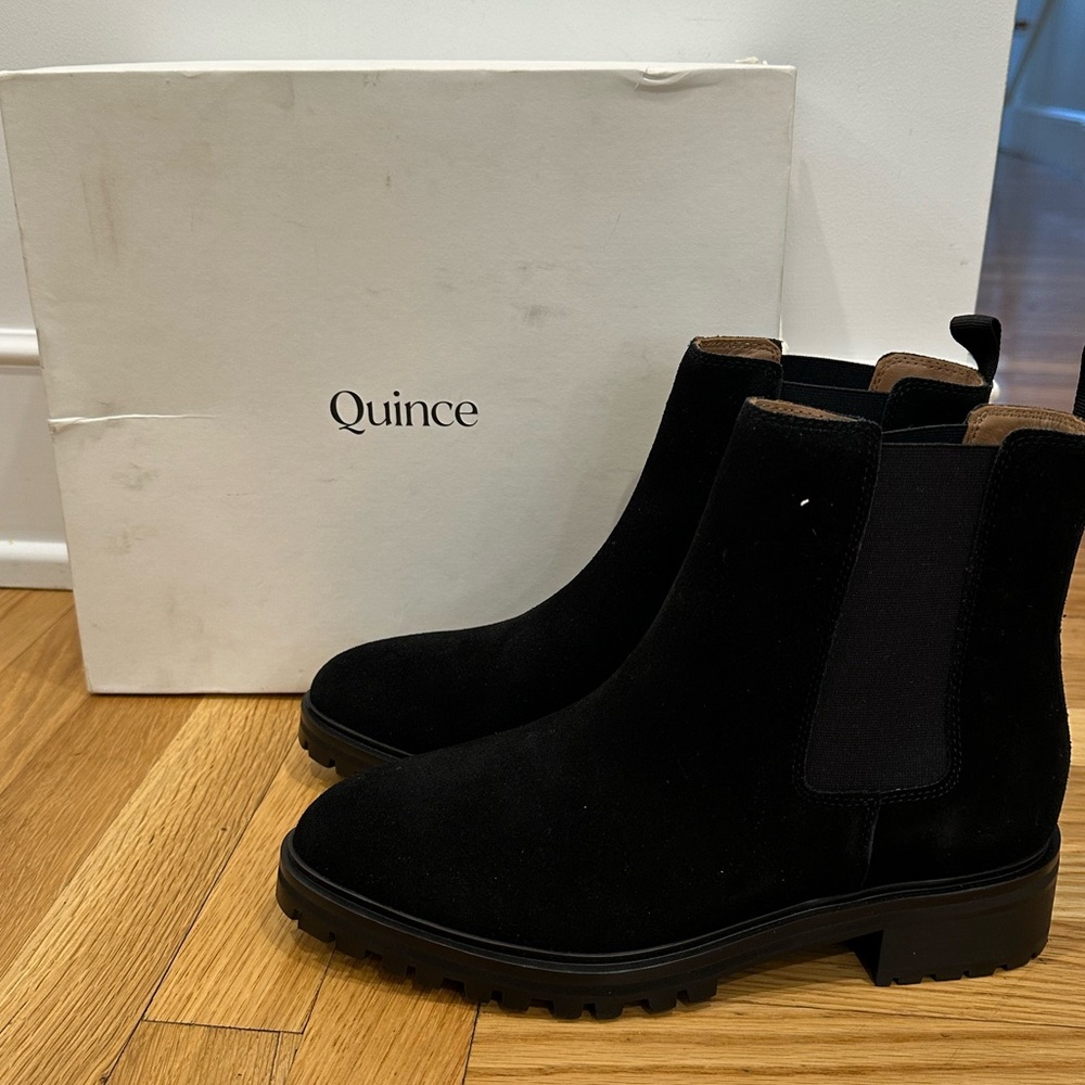 Quince Black Suede Chelsea Boots